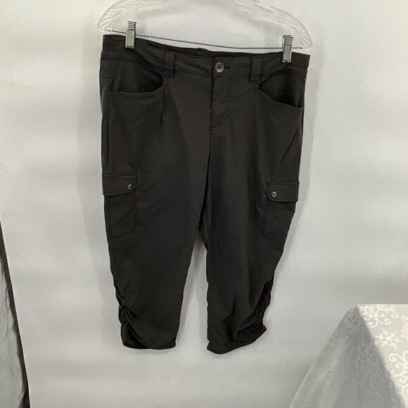 Eddie Bauer Womens Gray Capri Pants Size 8 With Pockets & Button Details - Picture 1 of 5